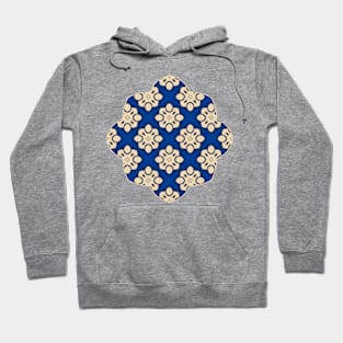 Blue and Beige Square Pattern Hoodie